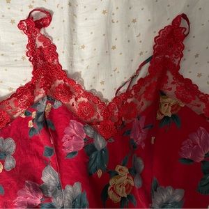 Red Floral Lingerie Tank Top